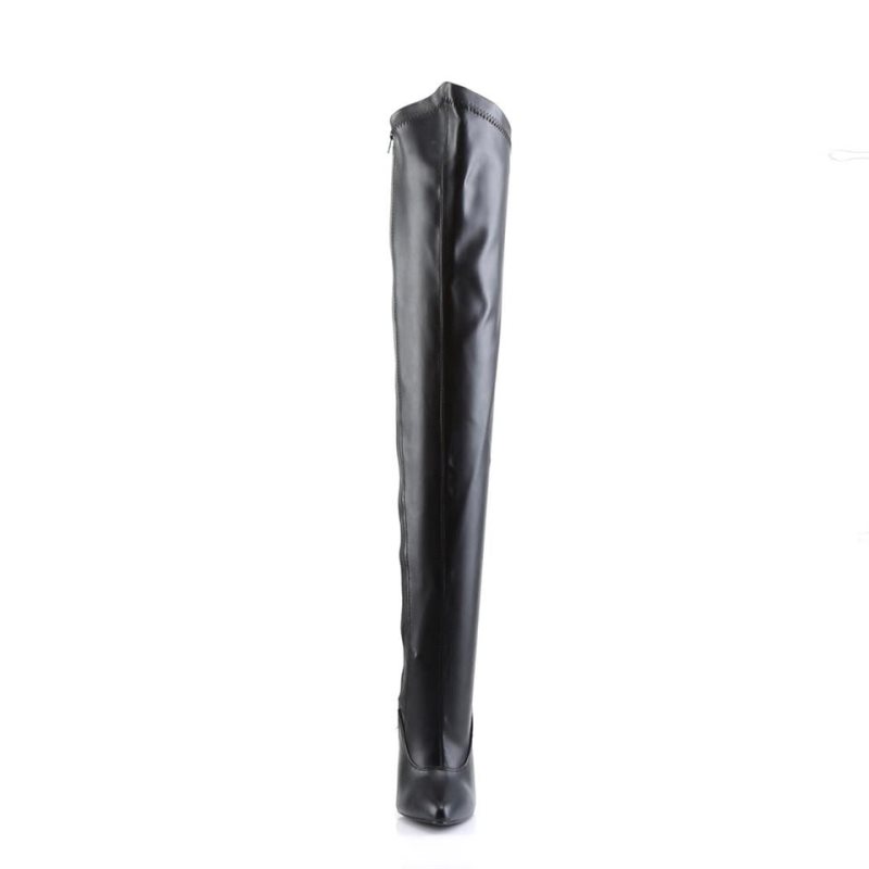 Pleaser Dagger-3060 Vegan Leather Women's Thigh High Boots Black | NZ NSTZEU