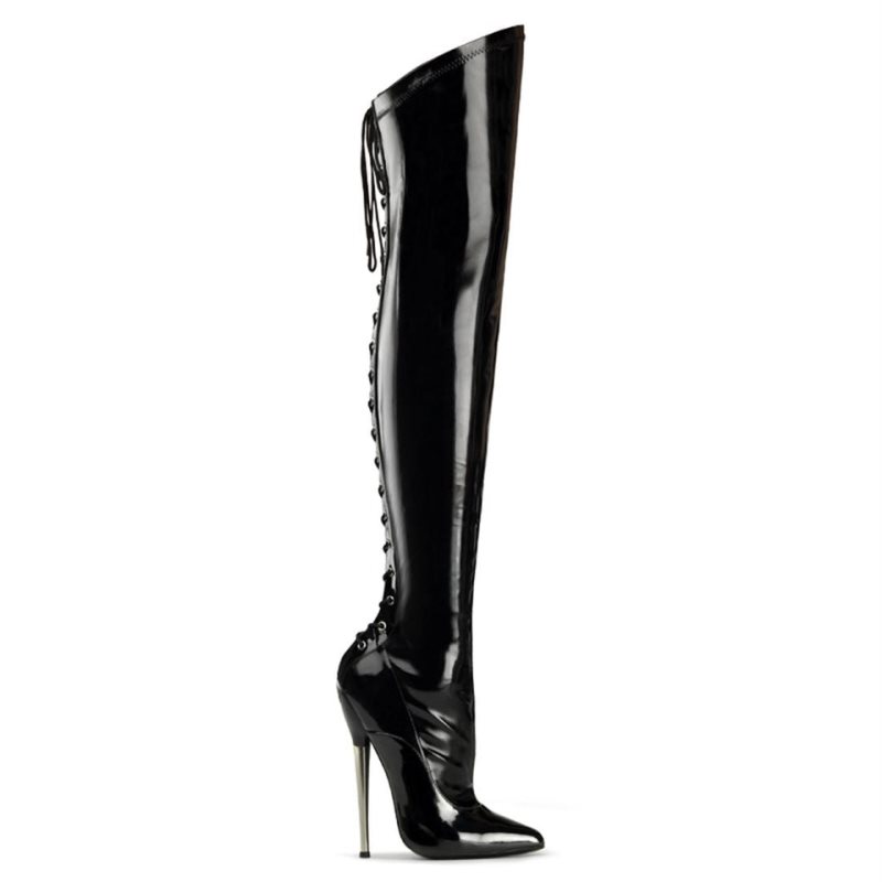 Pleaser Dagger-3060 Women\'s Thigh High Boots Black | NZ IVYNMH