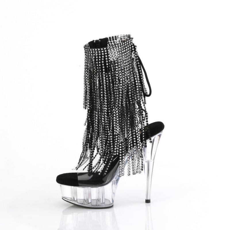 Pleaser Delight-1017RSF Women's Heels Boots Black / Clear | NZ LTPJMZ