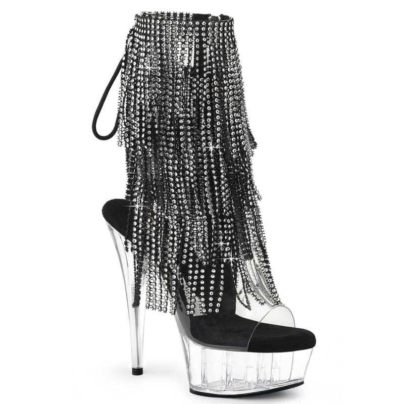 Pleaser Delight-1017RSF Women\'s Heels Boots Black / Clear | NZ LTPJMZ