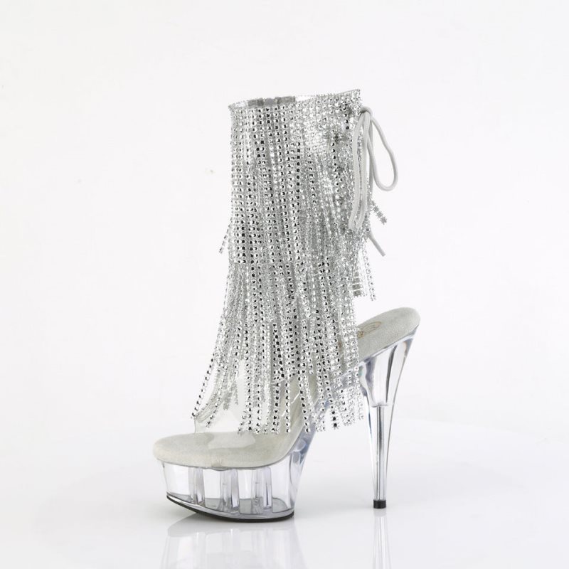 Pleaser Delight-1017RSF Women's Heels Boots Silver / Clear | NZ RNGKSD