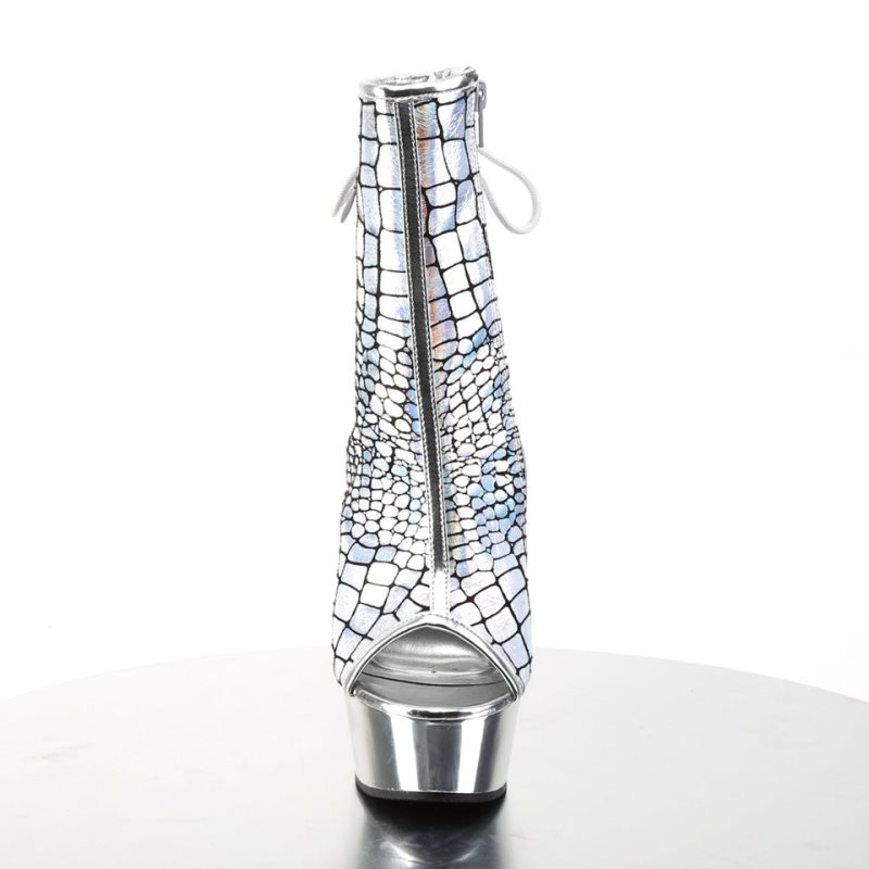 Pleaser Delight-1018HG Hologram Women's Heels Boots Silver | NZ RHFVEK