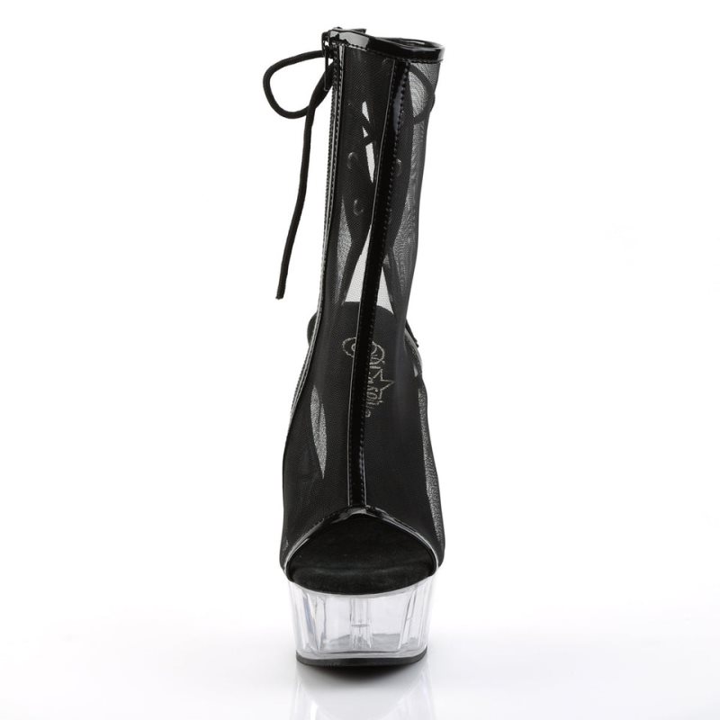 Pleaser Delight-1018MSH Women's Heels Boots Black / Clear | NZ FCARIP