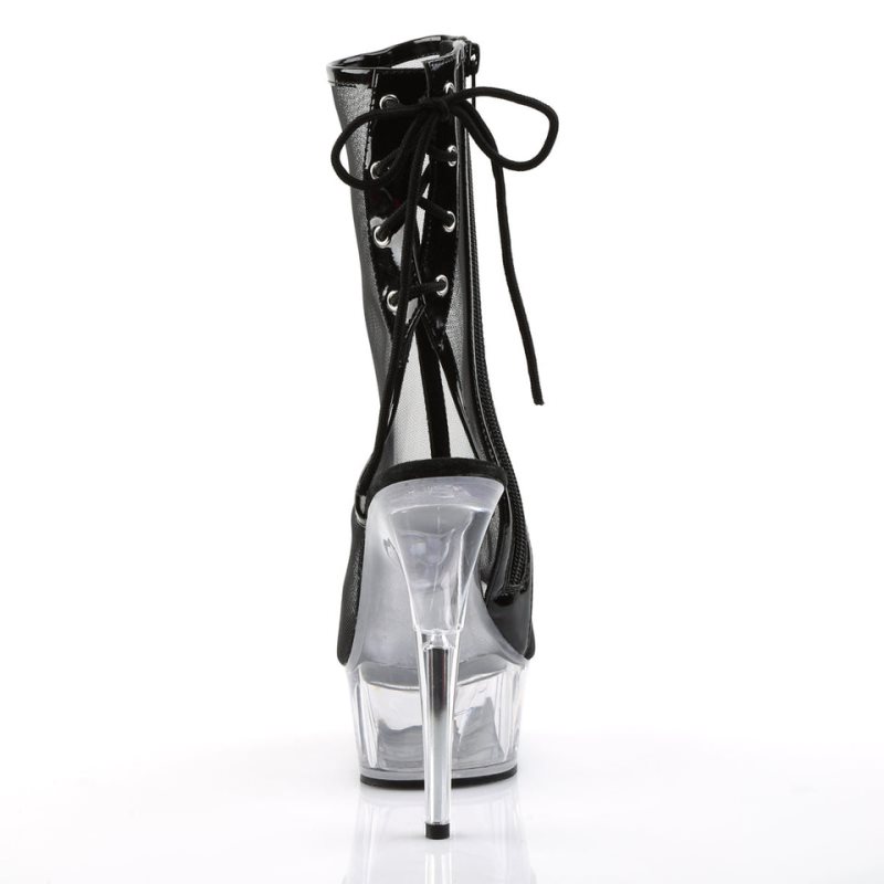 Pleaser Delight-1018MSH Women's Heels Boots Black / Clear | NZ FCARIP