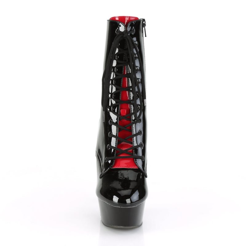 Pleaser Delight-1020FH Women's Heels Boots Black / Red | NZ HRAOTM