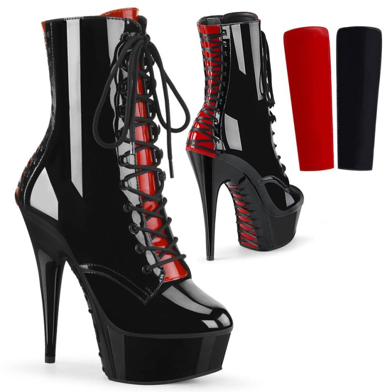 Pleaser Delight-1020FH Women\'s Heels Boots Black / Red | NZ HRAOTM