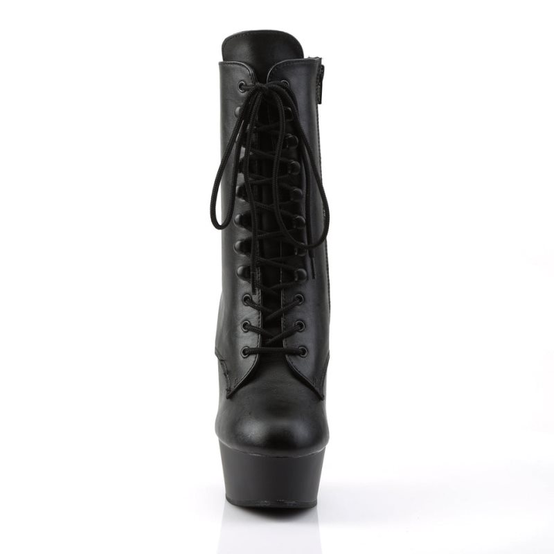 Pleaser Delight-1020 Vegan Leather Women's Heels Boots Black | NZ XNASCT