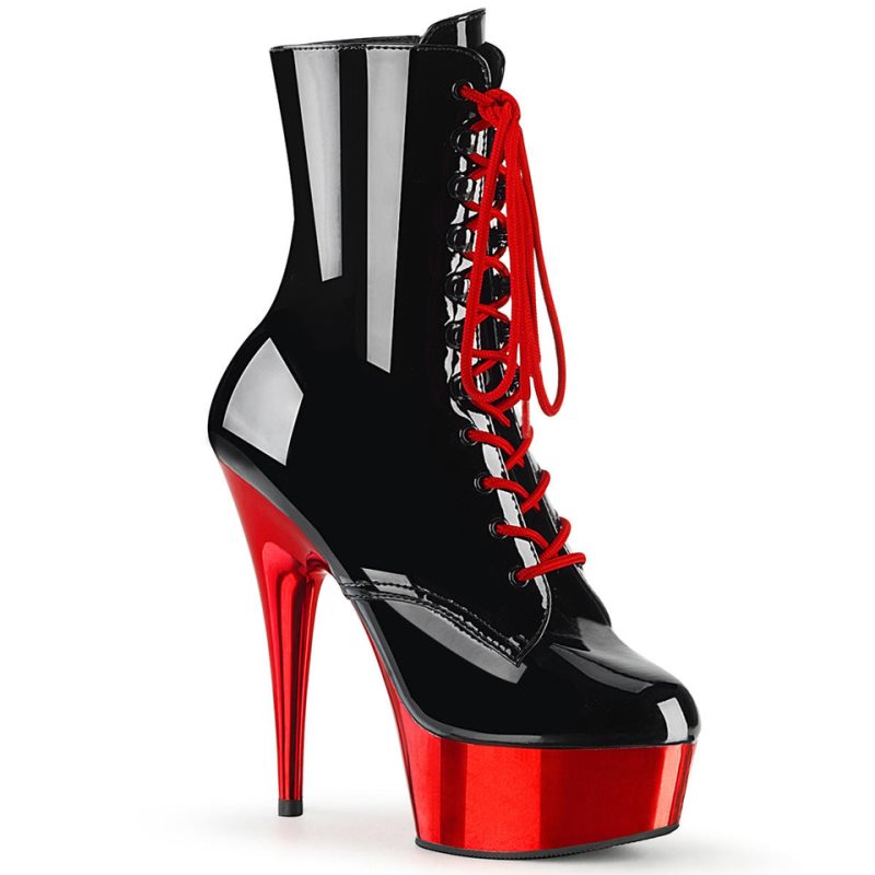 Pleaser Delight-1020 Women\'s Heels Boots Black / Red | NZ WUKVAP