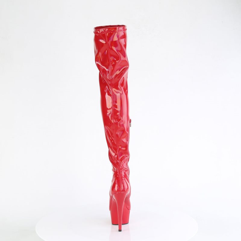 Pleaser Delight-3000HWR Women's Thigh High Boots Red | NZ IPQVGX