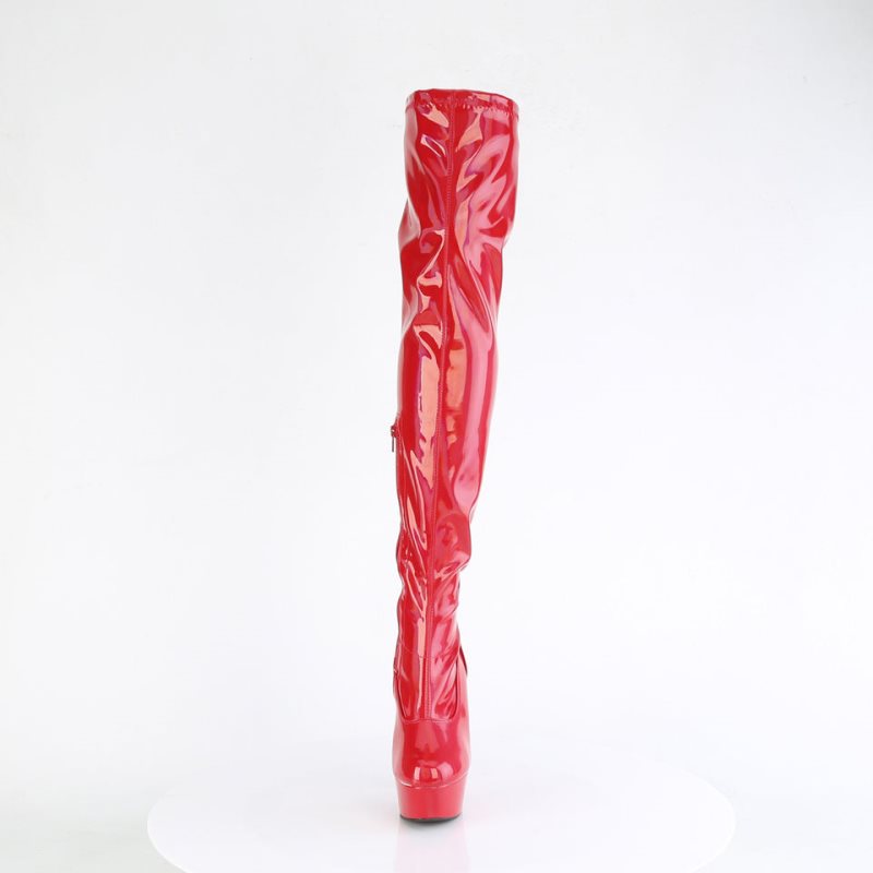 Pleaser Delight-3000HWR Women's Thigh High Boots Red | NZ IPQVGX