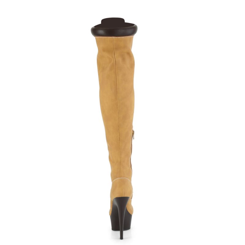 Pleaser Delight-3000TL Women's Thigh High Boots Brown | NZ ATDKCQ