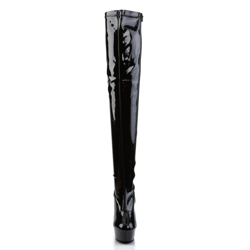 Pleaser Delight-3000 Women's Thigh High Boots Black | NZ WKPZQG