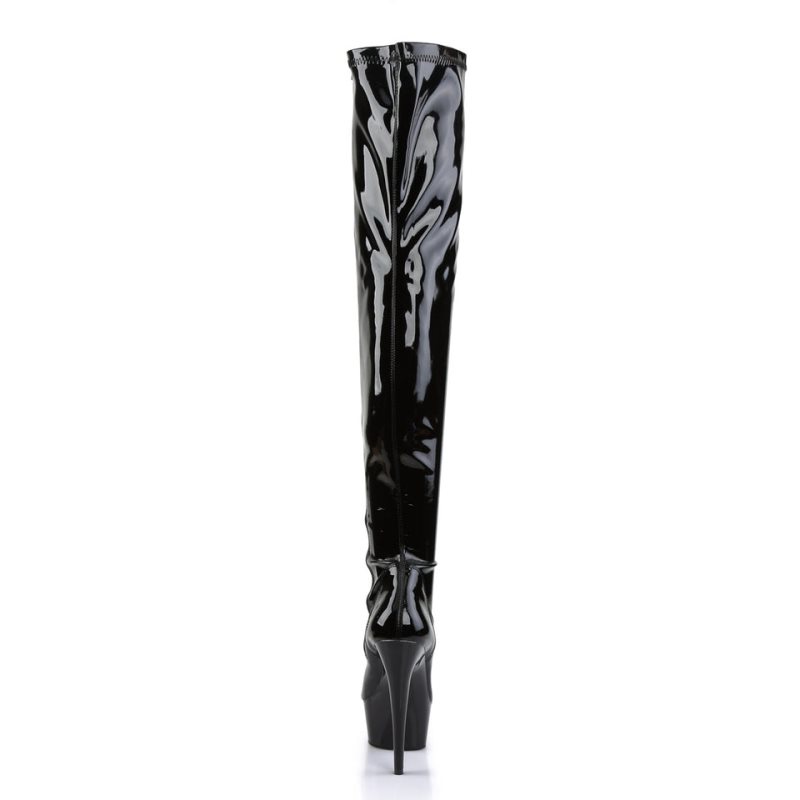 Pleaser Delight-3000 Women's Thigh High Boots Black | NZ WKPZQG