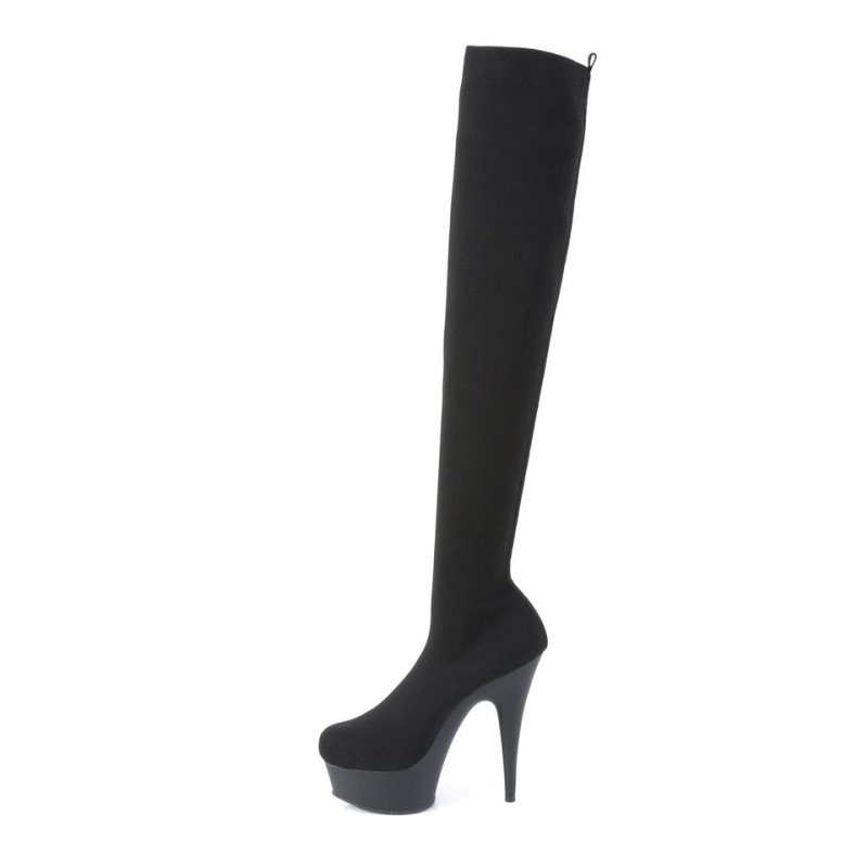 Pleaser Delight-3002-1 Women's Thigh High Boots Black | NZ WQBCTG