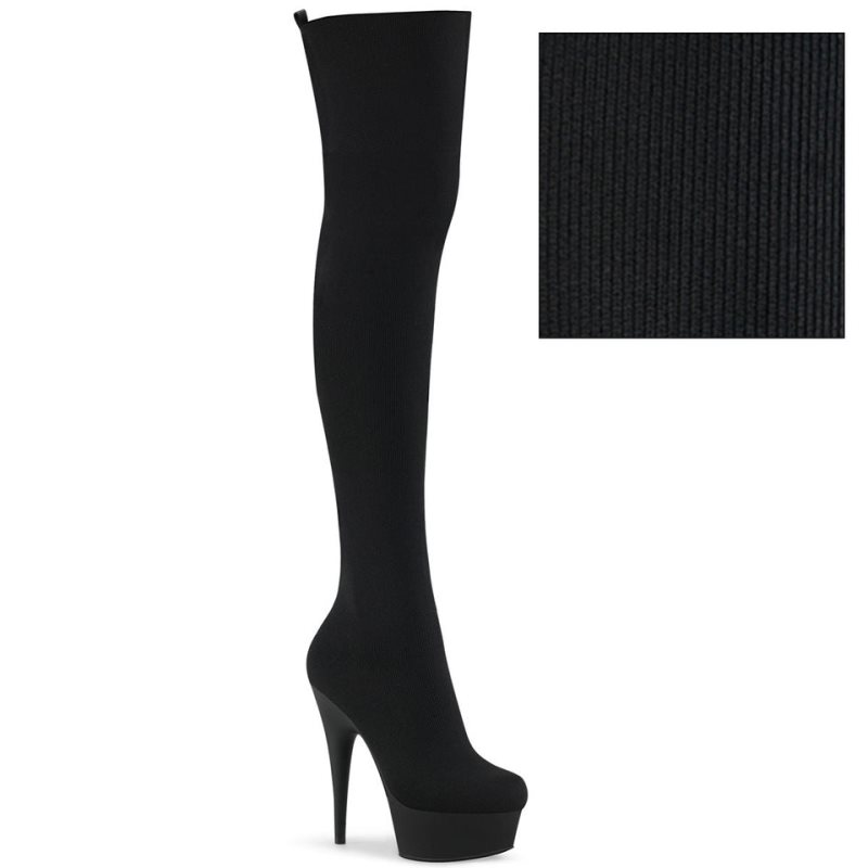 Pleaser Delight-3002-1 Women\'s Thigh High Boots Black | NZ WQBCTG