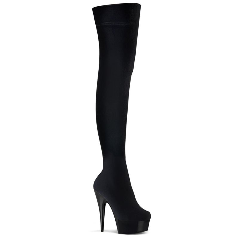 Pleaser Delight-3002 Women\'s Thigh High Boots Black | NZ TBRGLN