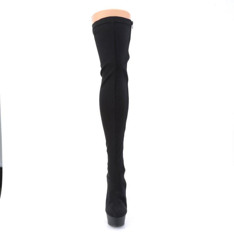 Pleaser Delight-3003 Women's Thigh High Boots Black | NZ GTLKSU