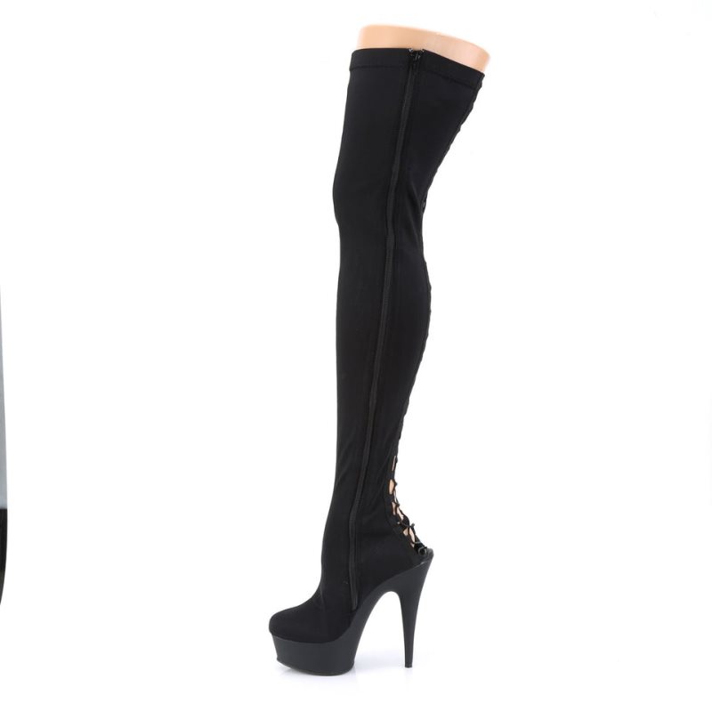 Pleaser Delight-3003 Women's Thigh High Boots Black | NZ GTLKSU