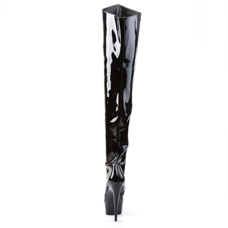 Pleaser Delight-3010 Women's Thigh High Boots Black | NZ PNBOFM