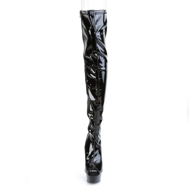 Pleaser Delight-3011 Women's Thigh High Boots Black | NZ RKNMQF