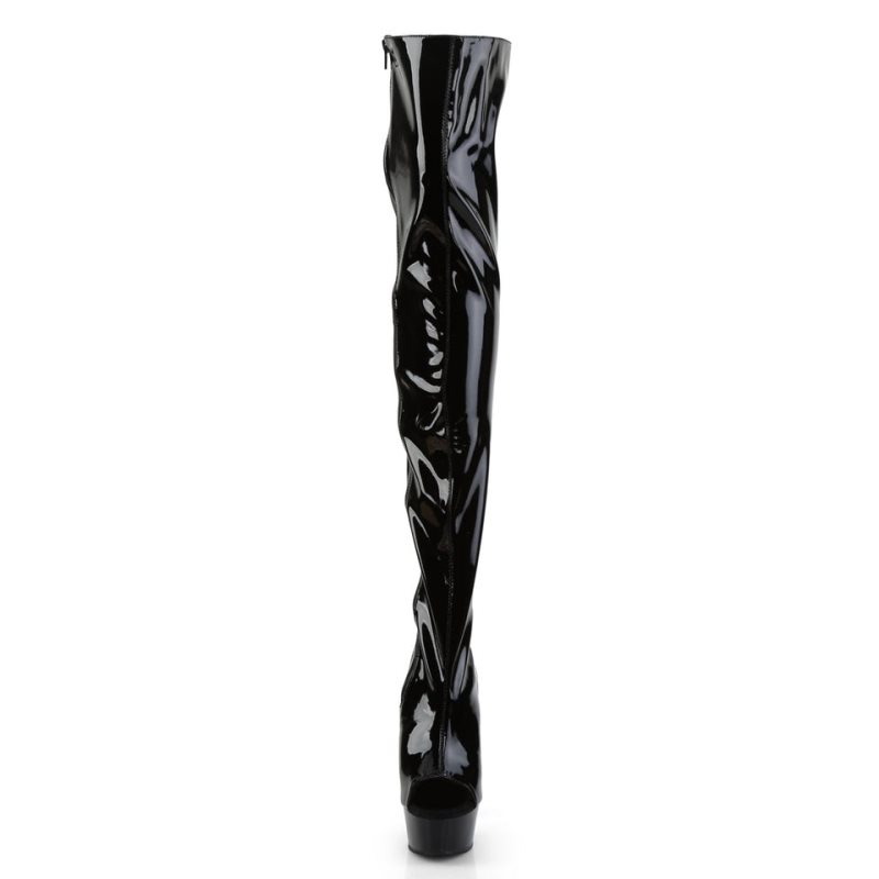 Pleaser Delight-3017 Women's Thigh High Boots Black | NZ PVHCDA