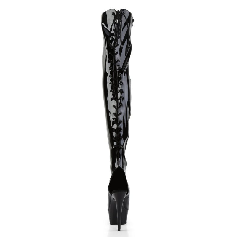 Pleaser Delight-3017 Women's Thigh High Boots Black | NZ PVHCDA