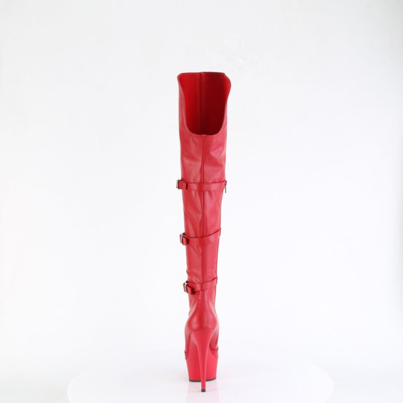 Pleaser Delight-3018 Vegan Leather Women's Thigh High Boots Red | NZ XDVWHN