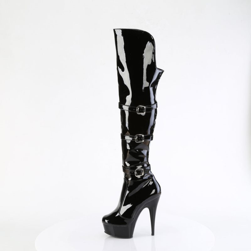 Pleaser Delight-3018 Women's Thigh High Boots Black | NZ XEFRYB