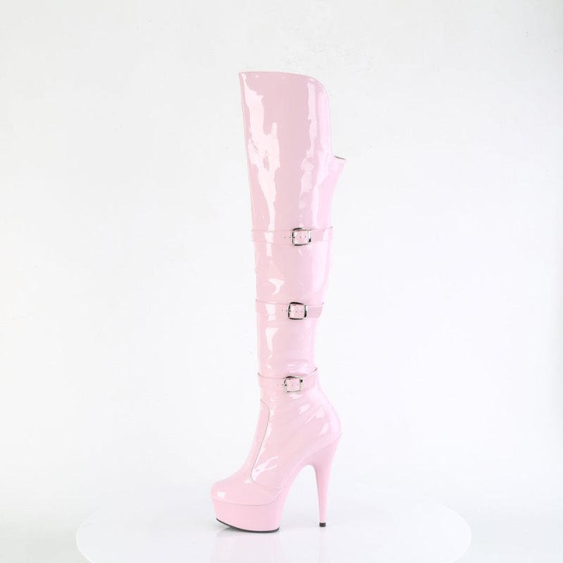 Pleaser Delight-3018 Women's Thigh High Boots Pink | NZ JIYTED