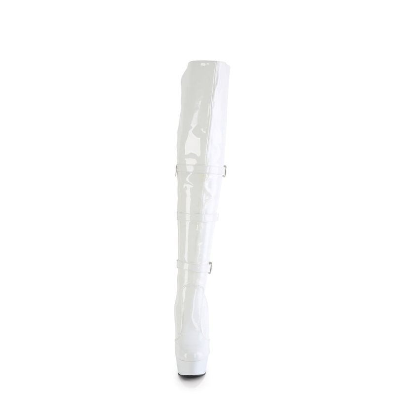 Pleaser Delight-3018 Women's Thigh High Boots White | NZ FACSEH