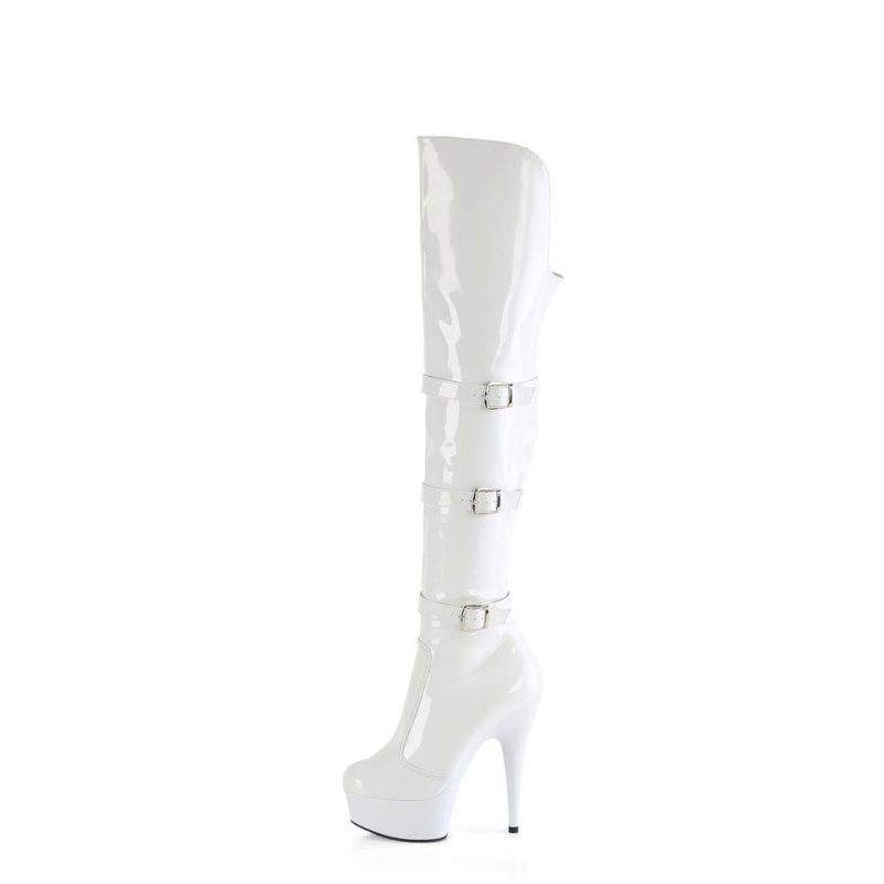 Pleaser Delight-3018 Women's Thigh High Boots White | NZ FACSEH