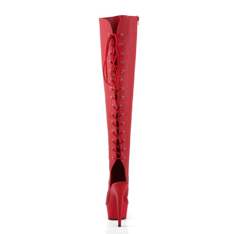 Pleaser Delight-3019 Women's Thigh High Boots Red | NZ IJZRTC