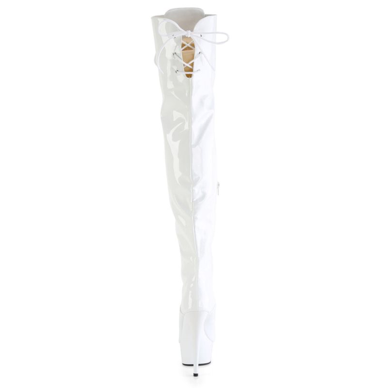 Pleaser Delight-3022 Women's Thigh High Boots White | NZ UACOGW