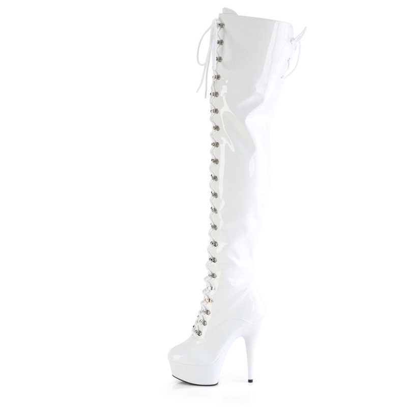 Pleaser Delight-3022 Women's Thigh High Boots White | NZ UACOGW