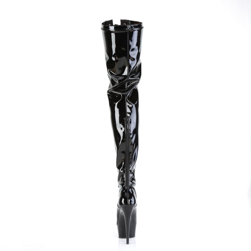 Pleaser Delight-3027 Women's Thigh High Boots Black | NZ HZIXKQ