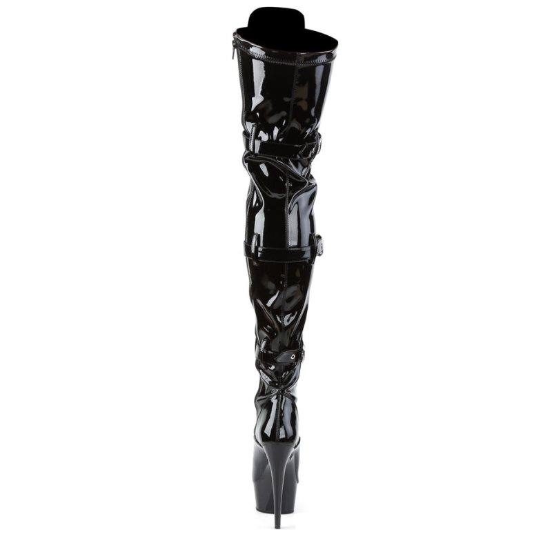 Pleaser Delight-3028 Women's Thigh High Boots Black | NZ QOCLGE