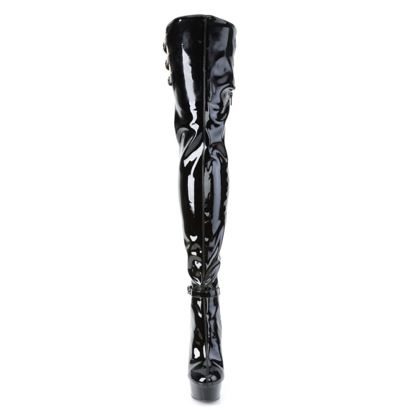 Pleaser Delight-3055 Women's Thigh High Boots Black | NZ FSTCHY