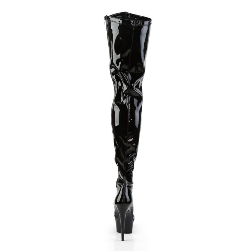 Pleaser Delight-4000 Women's Thigh High Boots Black | NZ WVGMKD