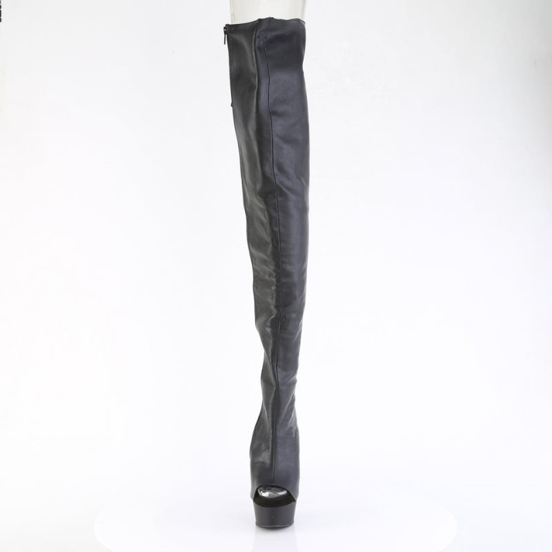 Pleaser Delight-4019 Vegan Leather Women's Thigh High Boots Black | NZ PGWXCI