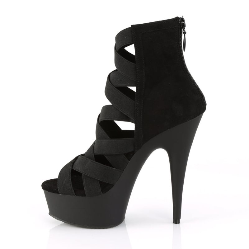 Pleaser Delight-600-24 Suede Women's Platform Heels Sandals Black | NZ MKZCIO