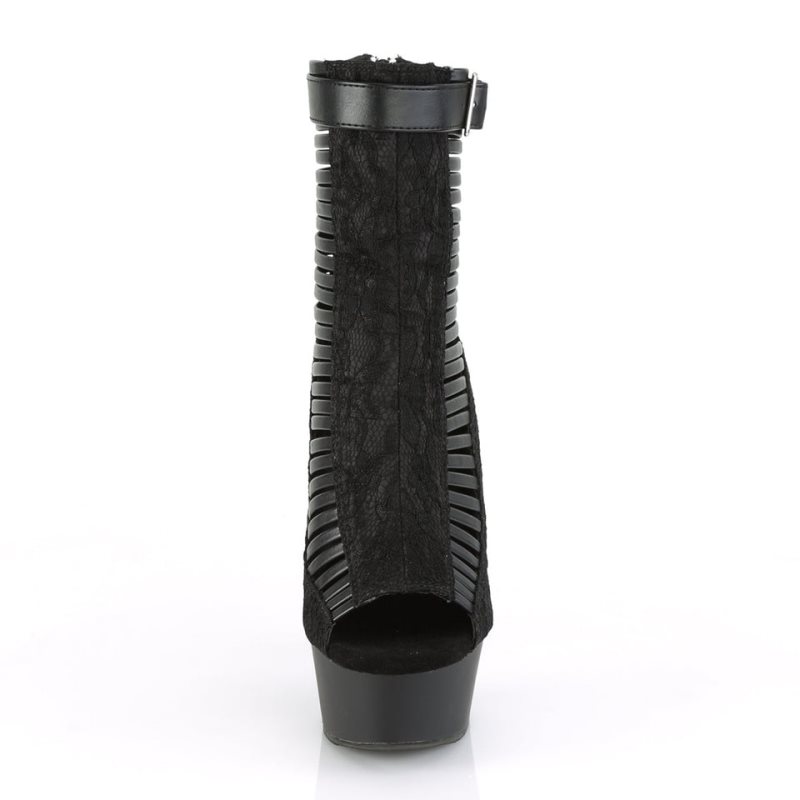 Pleaser Delight-600-27LC Vegan Leather Women's Heels Boots Black | NZ NSCKZW