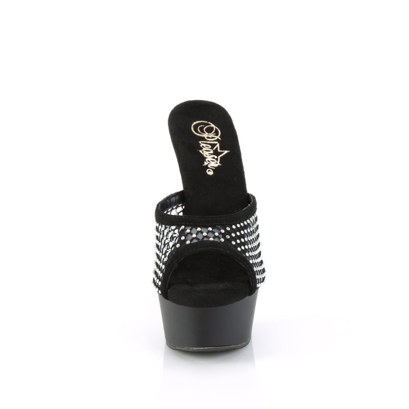 Pleaser Delight-601-6RM Suede Women's Platform Slides Black | NZ ZXDBQF