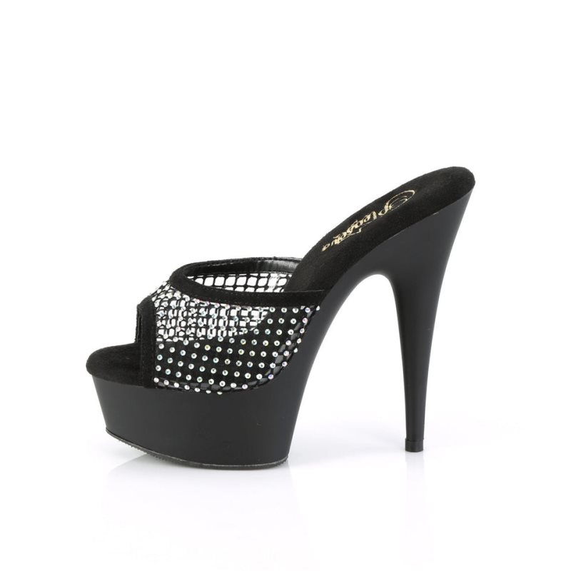 Pleaser Delight-601-6RM Suede Women's Platform Slides Black | NZ ZXDBQF