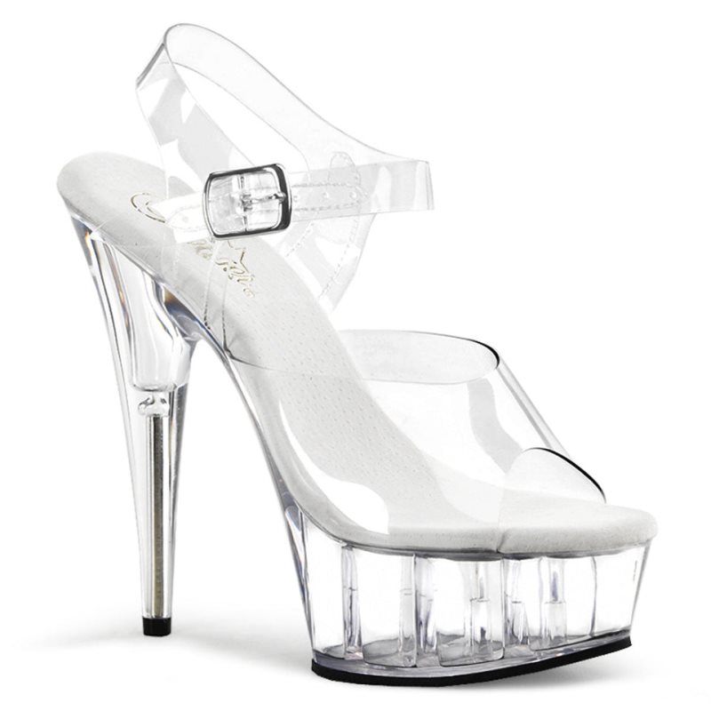 Pleaser Delight-608 Women\'s Platform Heels Sandals Clear | NZ GOXWTU