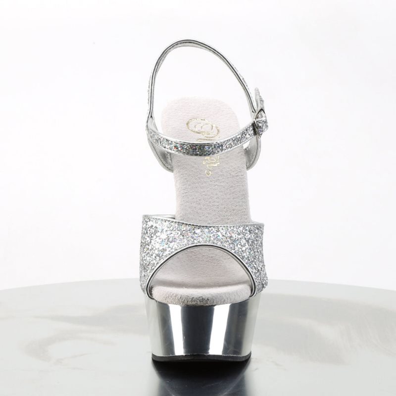 Pleaser Delight-609G Women's Platform Heels Sandals Silver | NZ NGLTSY