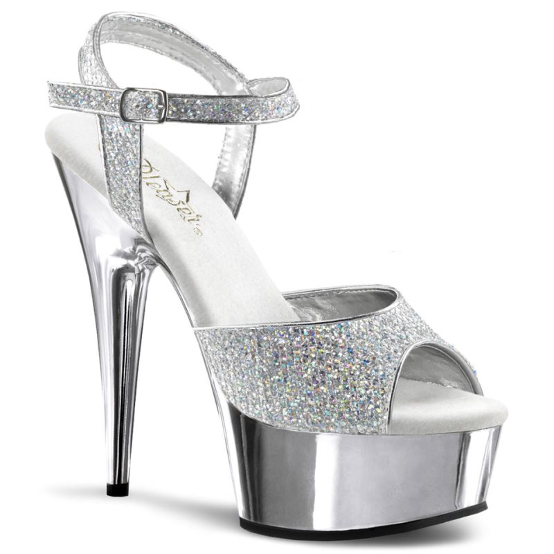 Pleaser Delight-609G Women\'s Platform Heels Sandals Silver | NZ NGLTSY