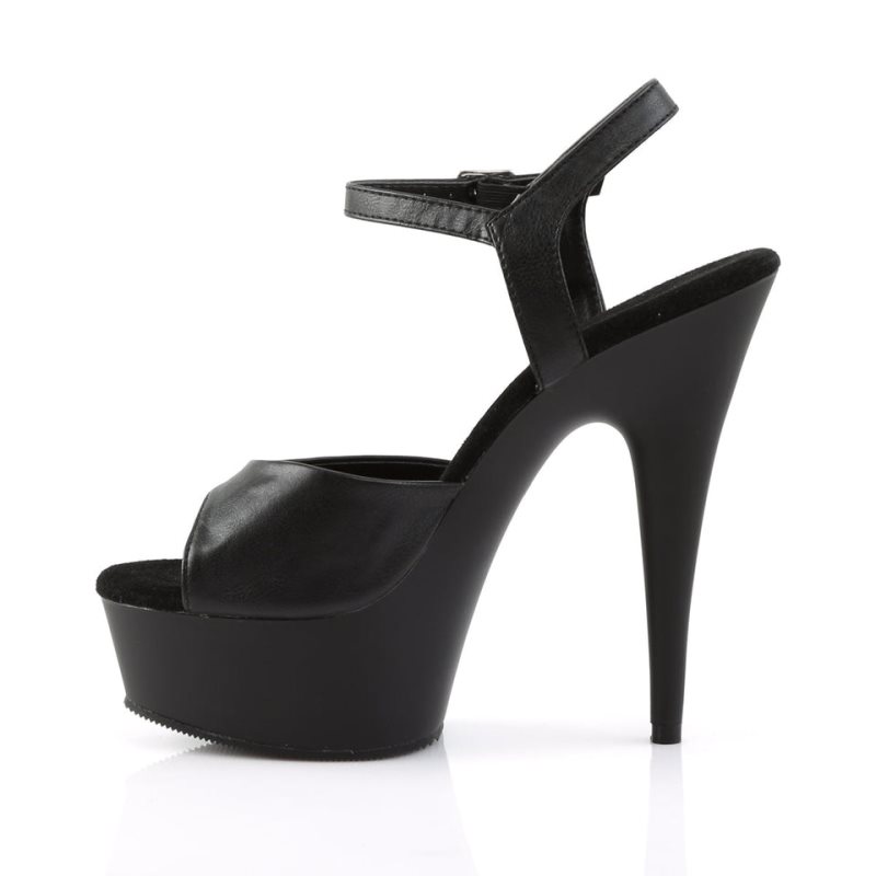 Pleaser Delight-609 Vegan Leather Women's Platform Heels Sandals Black | NZ NBZPTM