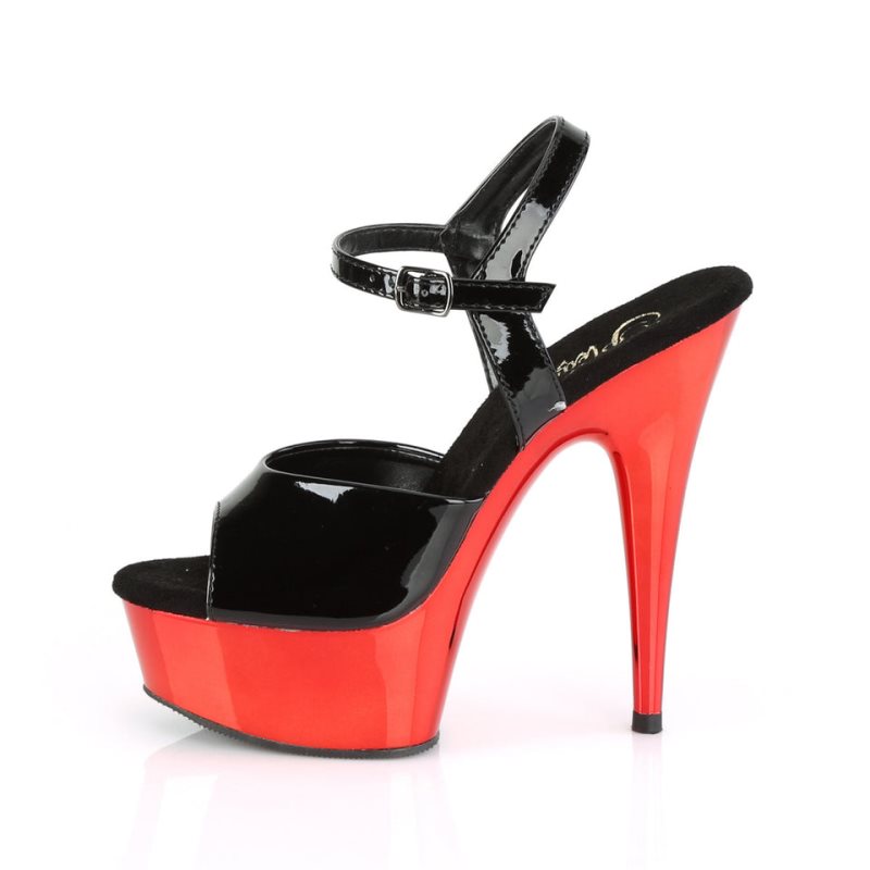 Pleaser Delight-609 Women's Platform Heels Sandals Black / Red | NZ BDTQSY