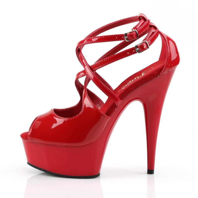 Pleaser Delight-612 Women's Platform Heels Sandals Red | NZ RDHQBC