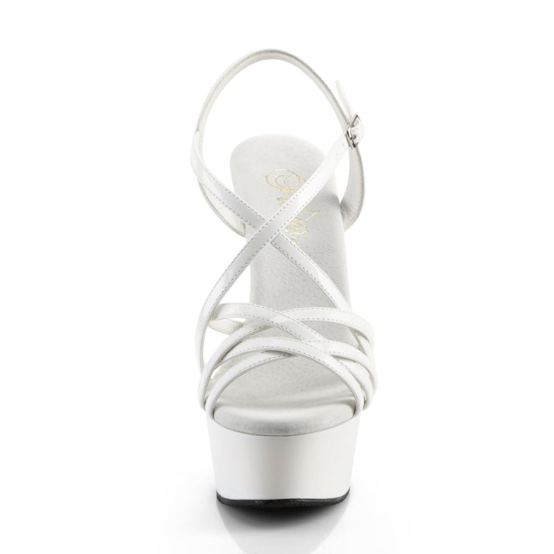 Pleaser Delight-613 Women's Platform Heels Sandals White | NZ ZGIMSH